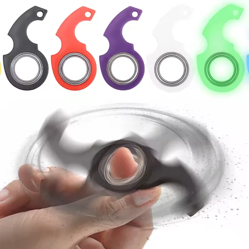 Rotate Fidget Spinner Keychain Metal Idget Toy Kid Stress Relief Spinner Keyring Fidget Ring Relieve Anxiety Boredom Party Gift