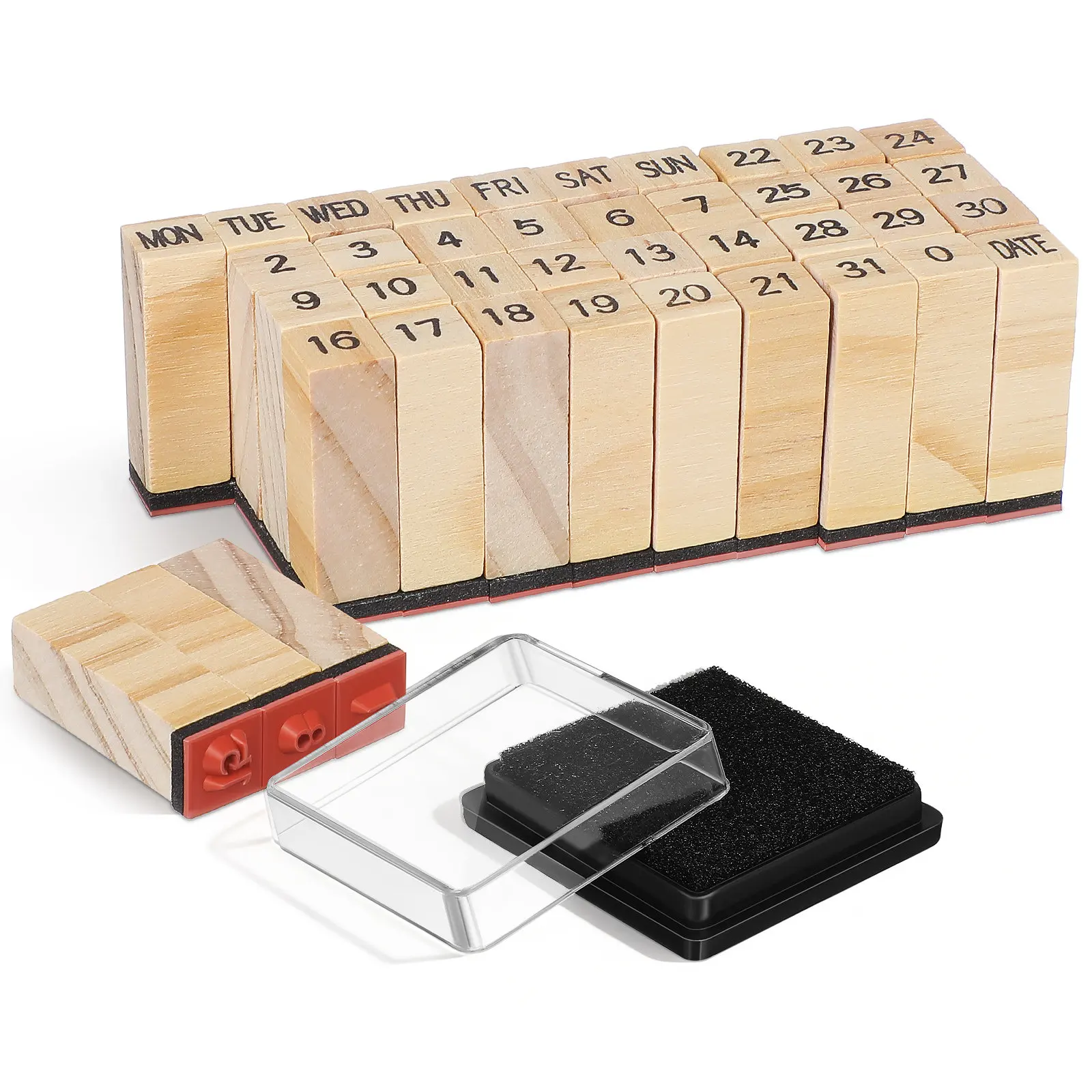 1Set Small Wood Stamps Set Lightweight Portable Wooden Week Stamps for DIY Greeting Cards Gift Tags Photo Albums Scrapbook