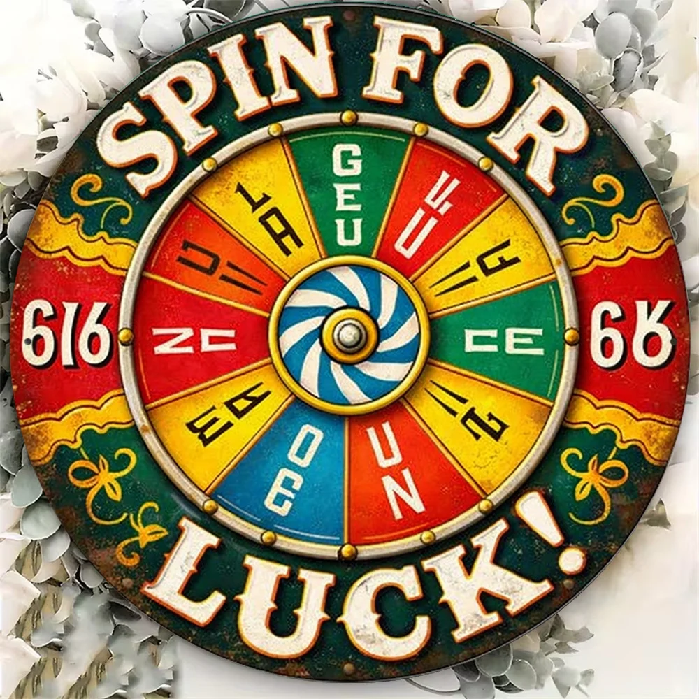 1pc 8*8In/20X20Cm 2D Flat Round Sign, Retro Plaque about 