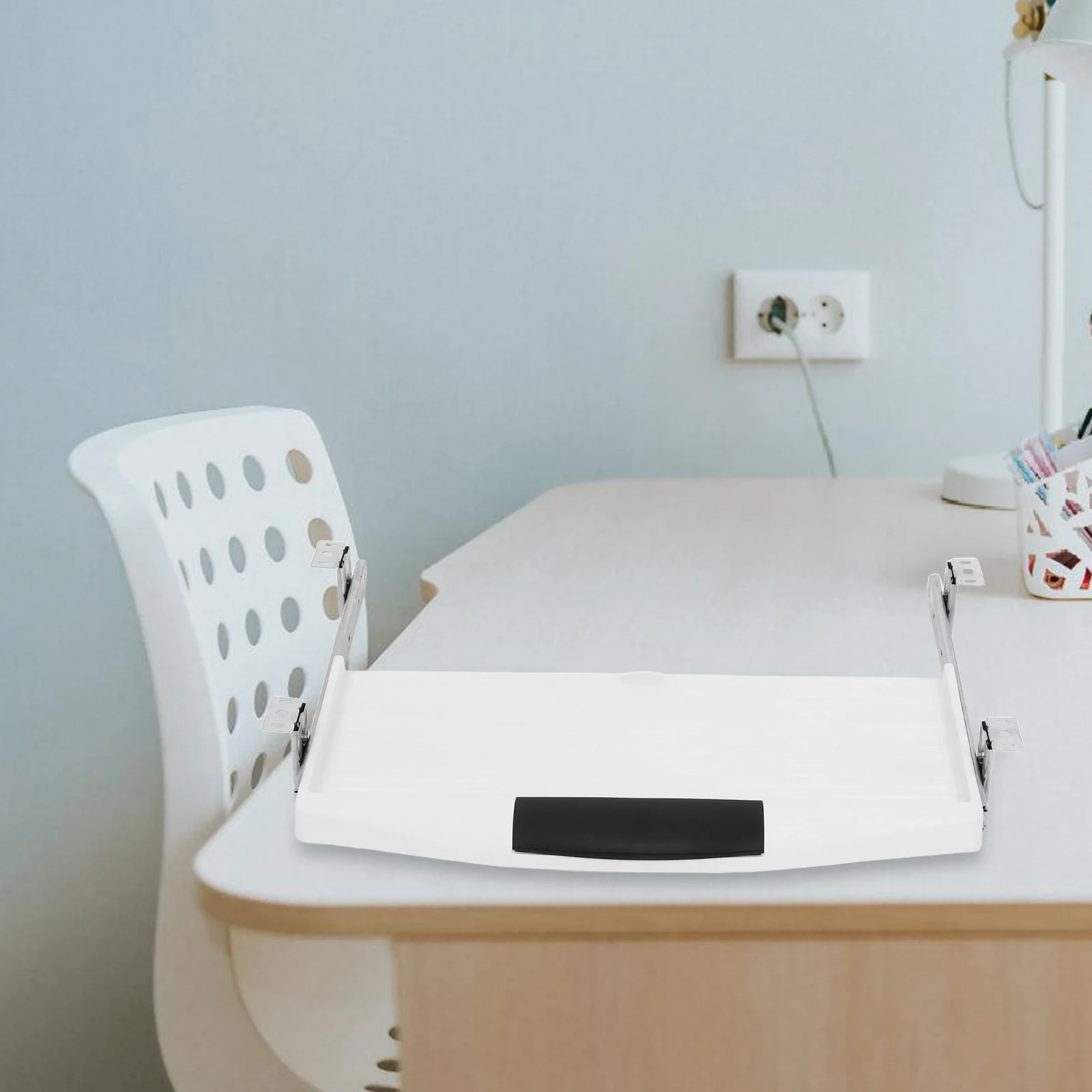 

Under Desk Keyboard Shelf Slide Out Tray for Desktop Mounting Space Saving Keyboard Holder Sturdy ABS Material Clutter Free