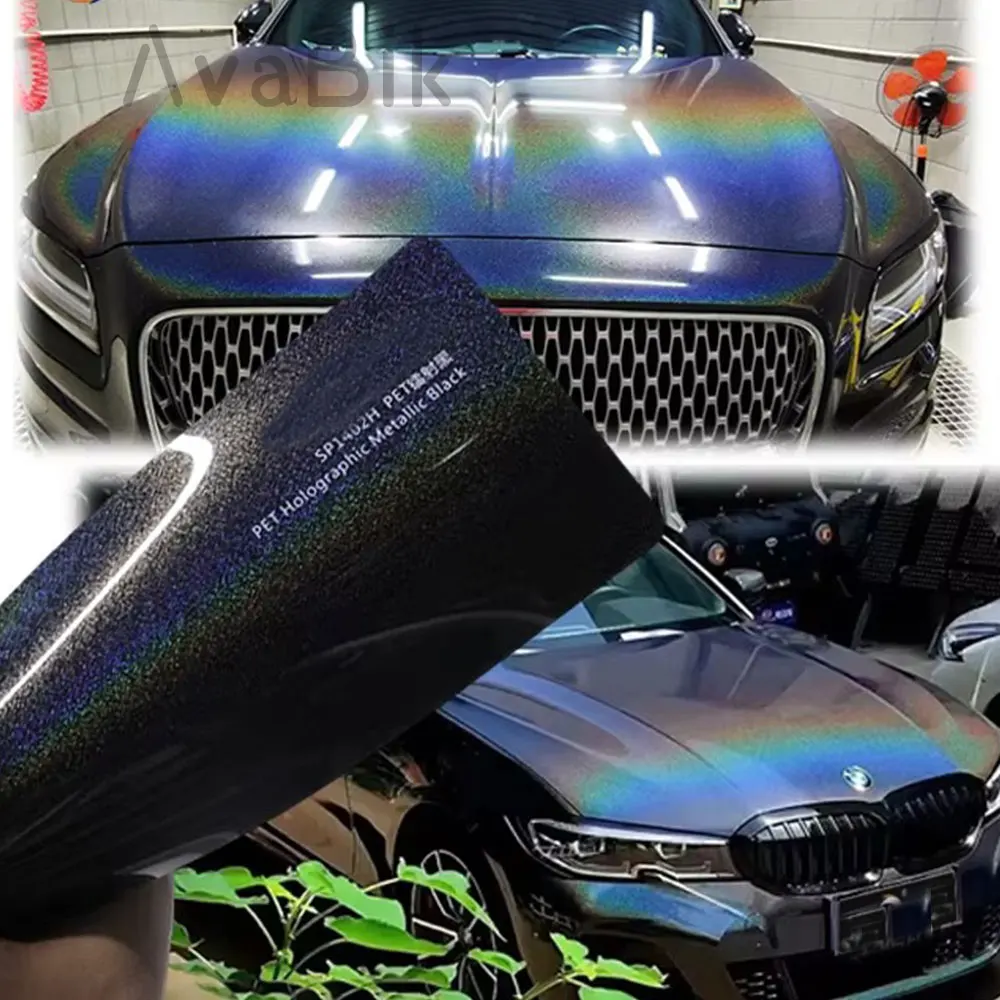 

Радужная лазерная черная автомобильная пленка, виниловая пленка, наклейка для салона автомобиля, аксессуары для кузова, автомобильная пленка для укладки автомобиля, низкая вязкость