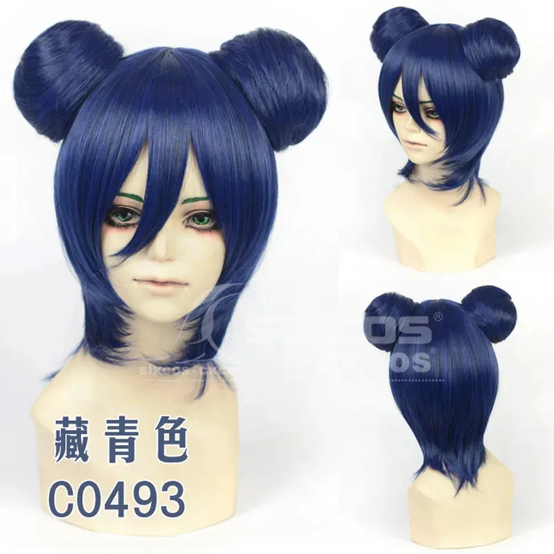 DIOCOS Love Live Sunshine Tsushima YOE4159U Yoshiko Chun Li pelucas de Cosplay mujeres niñas moño de pelo colorido
