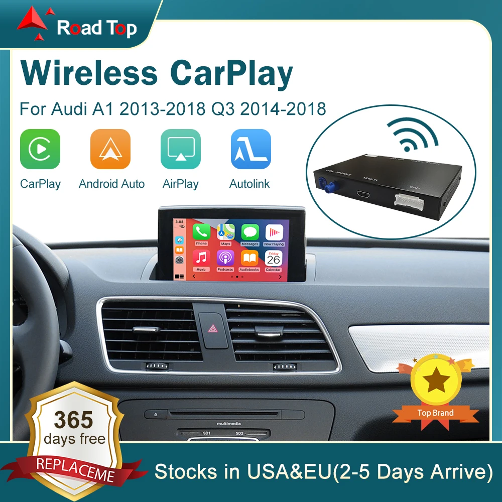 Wireless CarPlay Android Auto Interface for Audi A1 2013-2018 Q3 2014-2018 RMC HN+ with Mirror Link AirPlay Car Play Functions