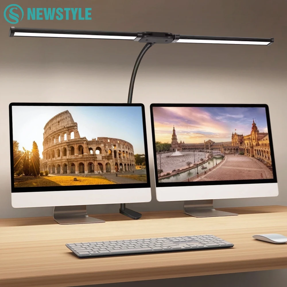 2-رأس LED لمبة مكتب لمكتب المنزل العناية بالعين مصباح المعماري مع المشبك USB 3 اللون مرنة قابل للتعديل الإضاءة الجدول مصباح