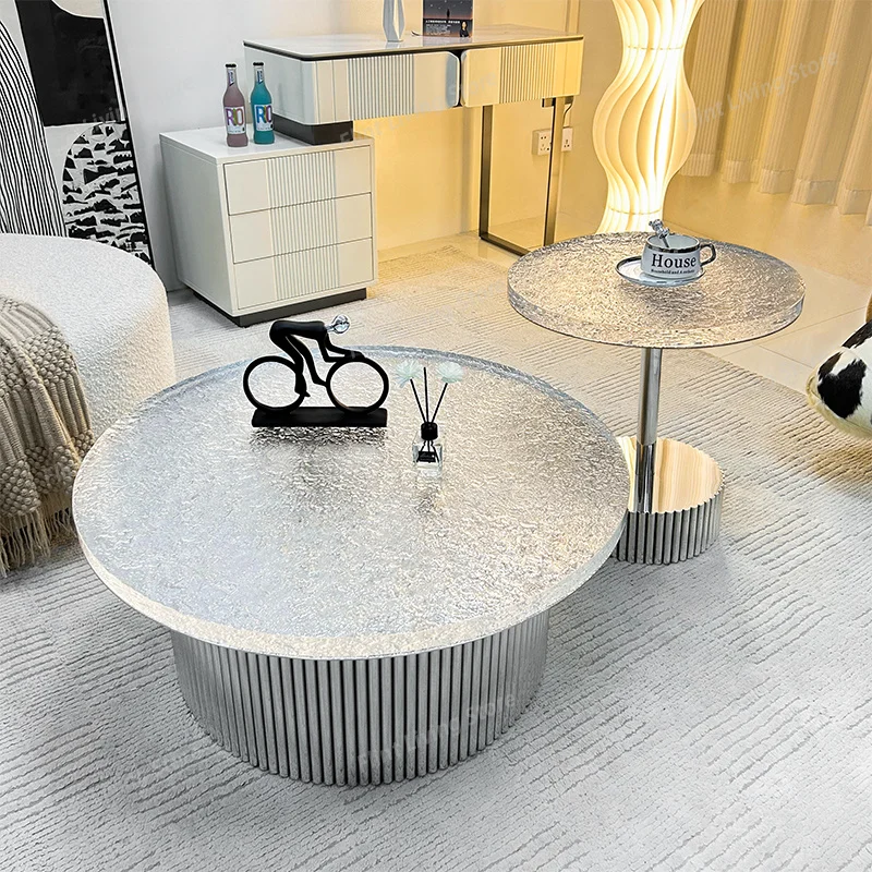 

​​Italian Minimalist Round Marble Coffee Table Luxury Designer Creative Small Space Living Room Coffee Furniture