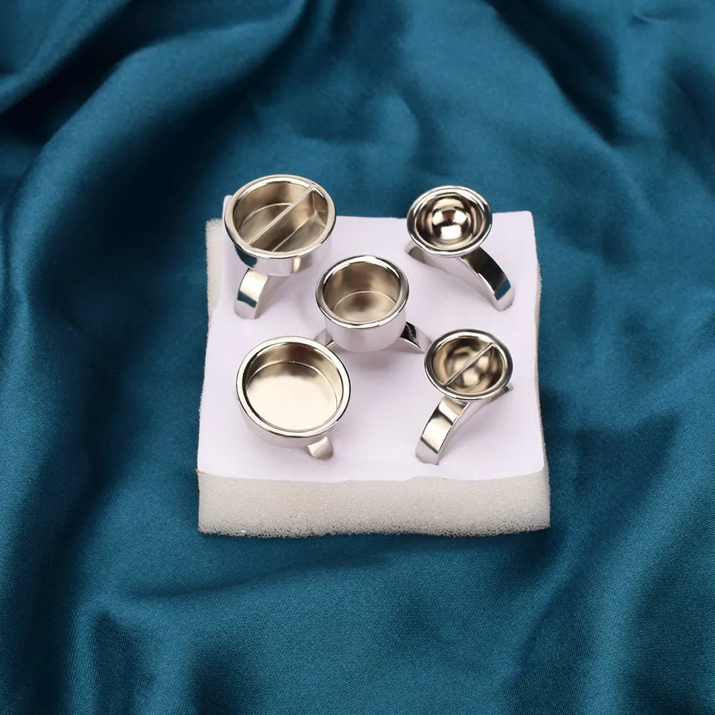 

5Pcs Stainless Steel Glue Ring for Eyelash Extensions Tattoo Pigment Ink Cup Holder Wearable Finger Container for Easy