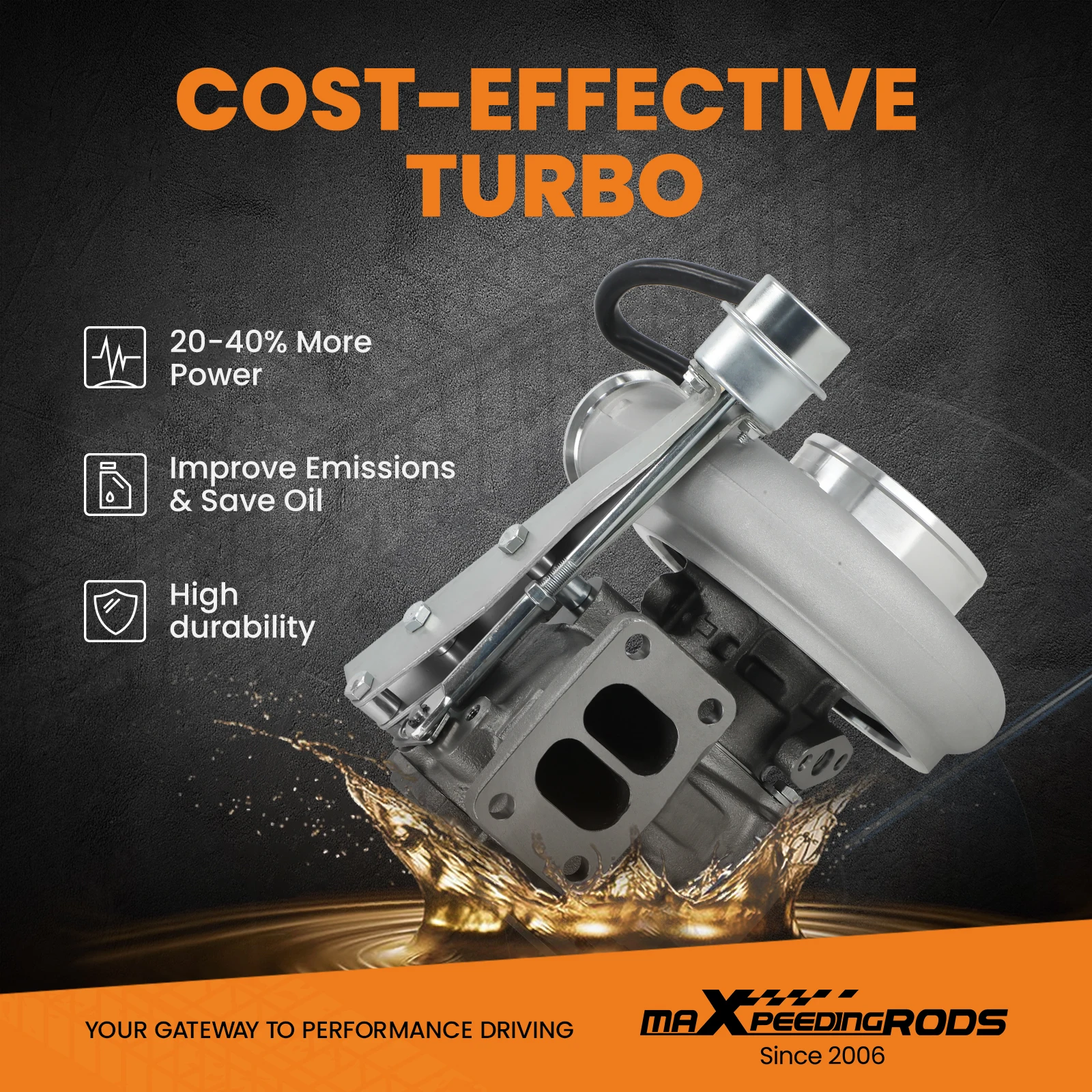 maxpeedingrods Turbo Charger For Dodge Ram 3500 5.9L 6BT ISB M/T 99-02 HX35 HX35W Cummins 3590104 3538881 3534923 3434924