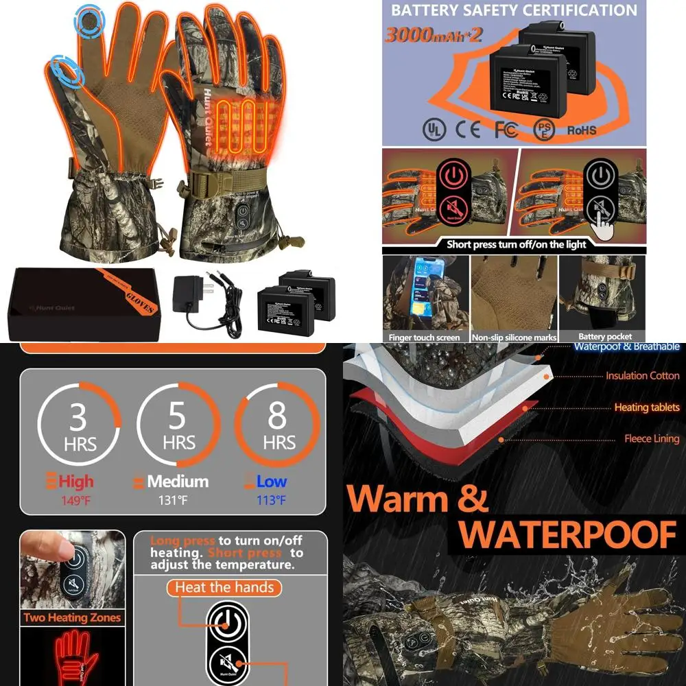 

Мужские и женские водонепроницаемые перчатки с подогревом 7,4 В, 2 батареи, на флисовой подкладке, узором Next Camo G2, размеры M-XXL