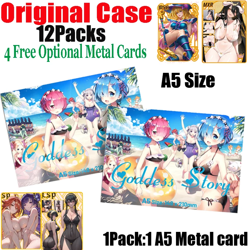 New First Love Goddess A5 Szie Metal Goddess Collection Cards Sexy Game Female Anime Waifu Limited Edition Collection Cards
