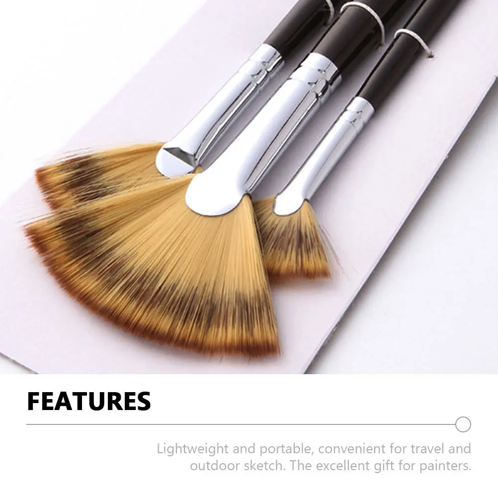 مجموعة فرش طلاء مكونة من 3 قطع خفيفة الوزن ومحمولة للرسم الزيتي من الأكريليك بالألوان المائية وشعر نايلون جرافيتي فني #6