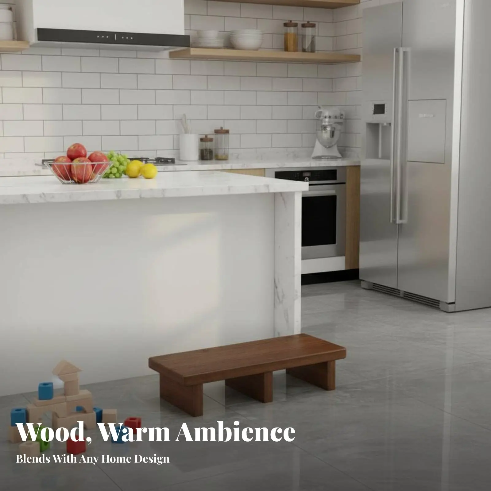 木製ステップスツール、高密度木材、低背木製スツール、多目的で頑丈な構造、高齢者、バスルーム、寝室、リビングルーム用