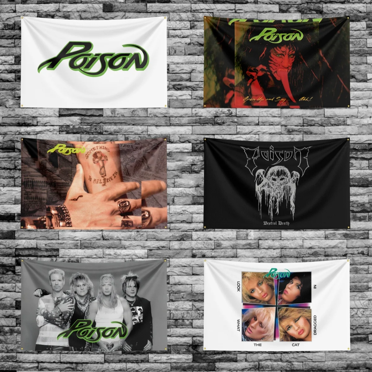 Bandera de banda P-Poi-s-onS-onS-Rock de 3x5 pies, pancarta de impresión Digital de poliéster para decoración de pared de garaje con ojales de latón