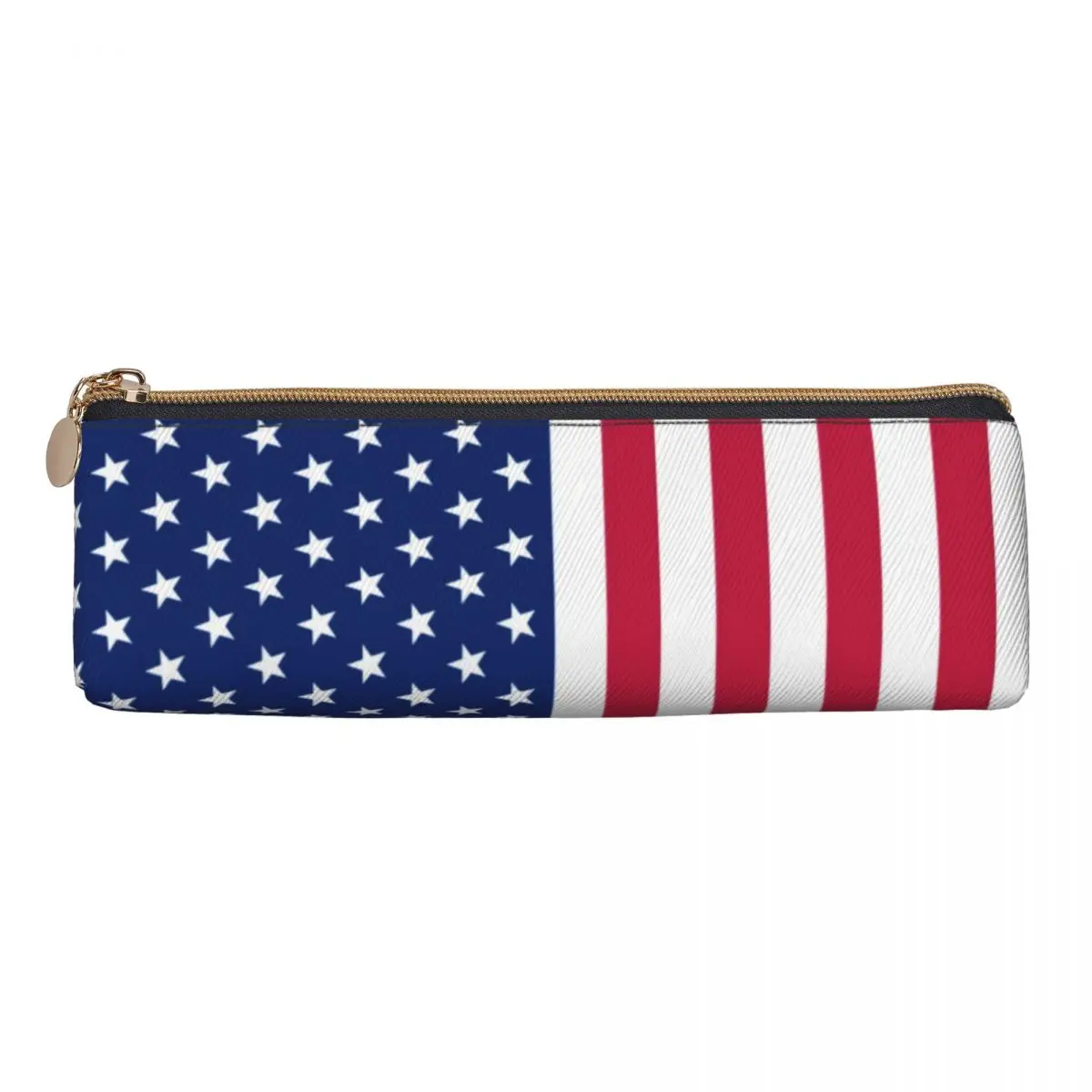 Red White Blue Star Pencil Case Patriotic USA Flag PU Leather Pen Box Girls Boys Retro Portable School Pencil Cases Stationery