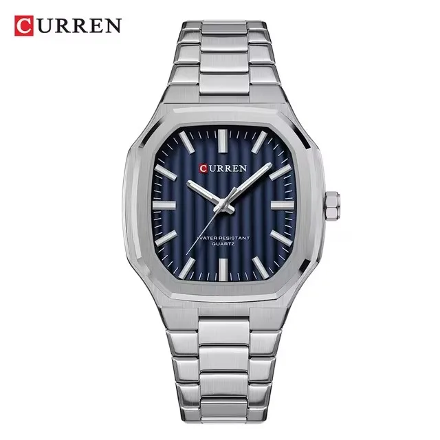 CURREN 8458 Men Quartz Watch Fashion Business Simple Leisure Silvery Stainless Steel Strap Wristwatch