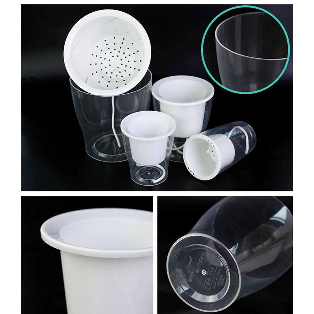 

Automatic Self Watering Planter Resin Flower Pot Large Reusable Durable Transparent Gardening Home Plant Storage