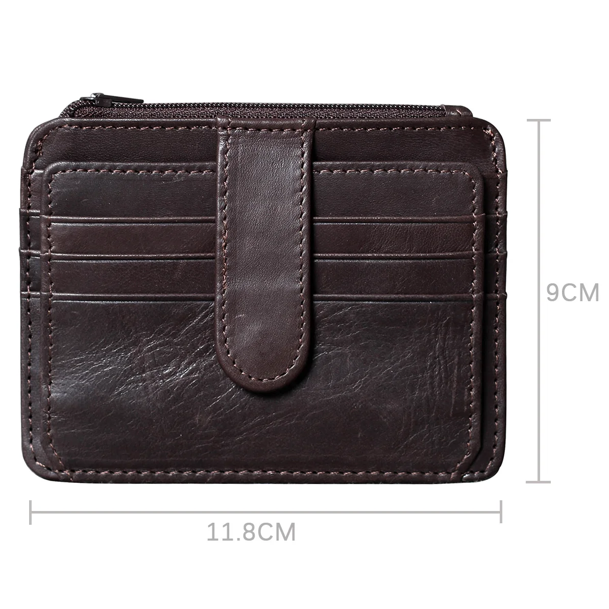 S.WORKER Handgefertigter Vintage-Kartenhalter aus echtem Leder, kleine Münztasche aus vollnarbigem Rindsleder, tragbare Tasche – Detail 3