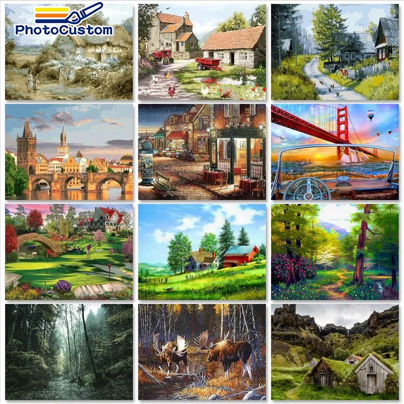 

PhotoCustom 60x75cm Painting by numbers Handmade Number painting Scenery DIY Drawing by numbers Artwork Home decor