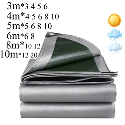 Large Tarpaulin 3*3 4 5 6 4m×4 8 10 20 Waterproof Tent Tarp Garden Rain Cover Uv Block Sun Shade Camping Car Awning Green Silver