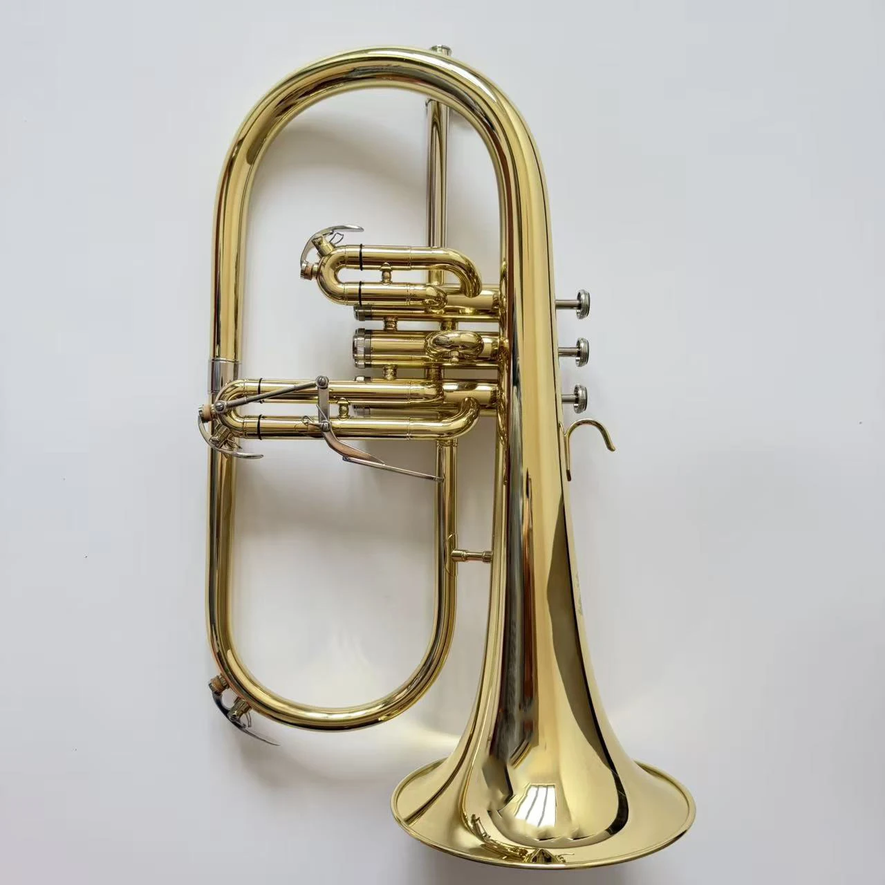 Customized logo Yellow Brass Material  Slide Tube Flugelhorn Professional