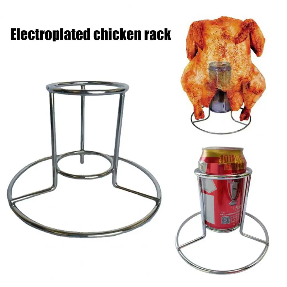 Round Base Chicken Rack Stainless Steel Beer Chicken Holder Stand for Grill Oven Roast Chicken Rack with Stable Iron for Beer