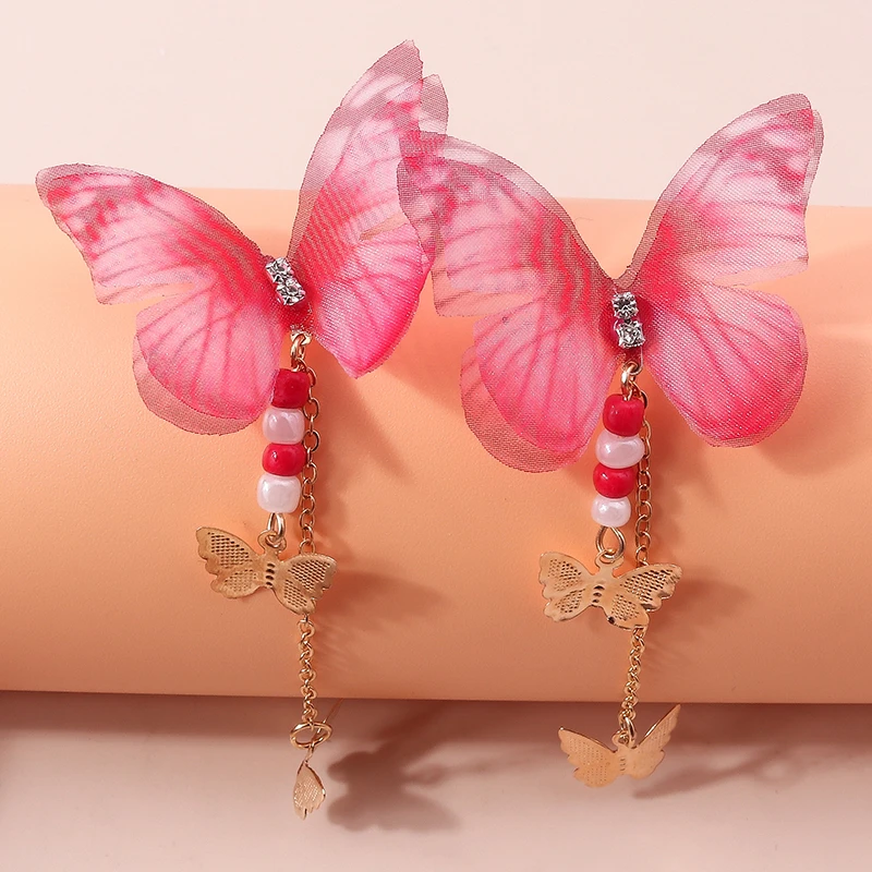 Elegant Colorful Flying Butterfly Stud Earrings for Women Girls Party Festival Jewelry Gifts