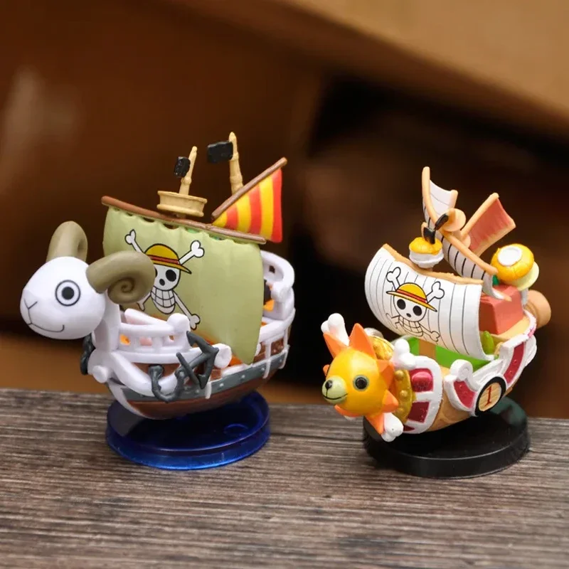 

7cm Cartoon One Piece Thousand Sunny Going Merry Toys Anime Figures Luffy Model Toys Cute Mini Boat Skin Going Merry Assembled