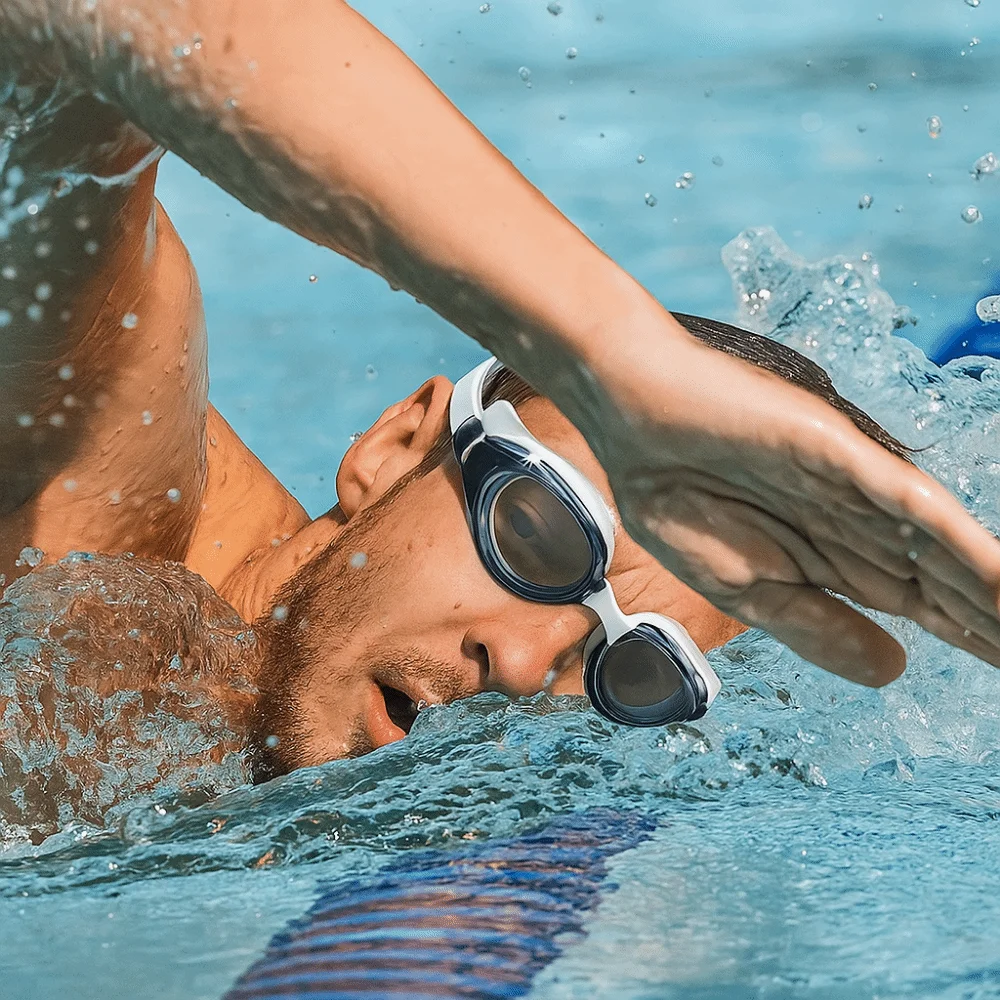 

Silicone Swimming Goggles High-definition Adjustable Swim Eyewear Glasses Anti-fog Waterproof Flat Transparent Goggles Beach