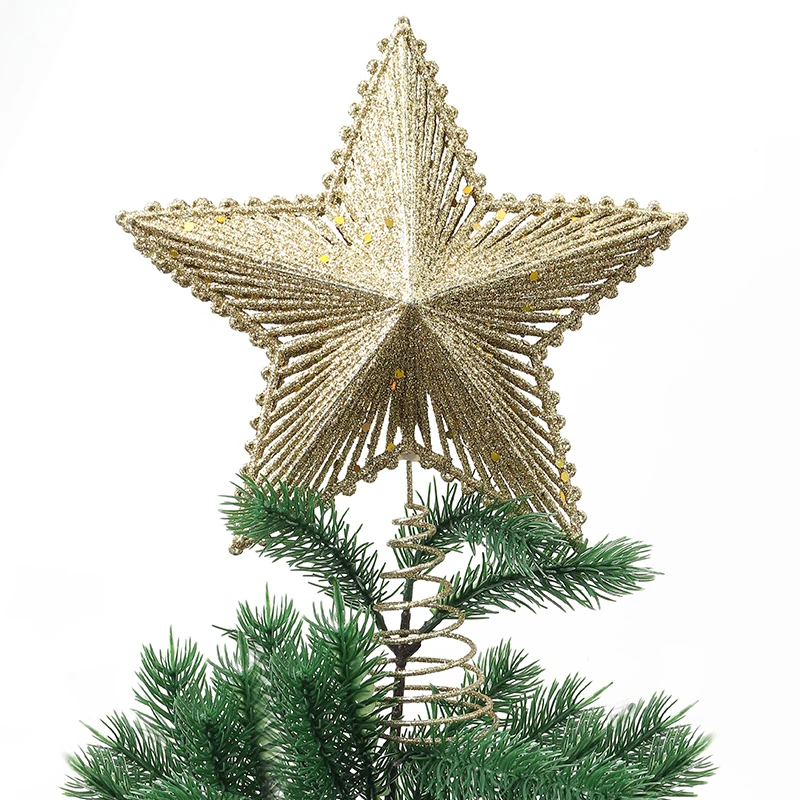 

Gold Christmas Decorations Star Christmas Tree Top Ornament for Home Room Decor Navidad New Year 2026 Accessories