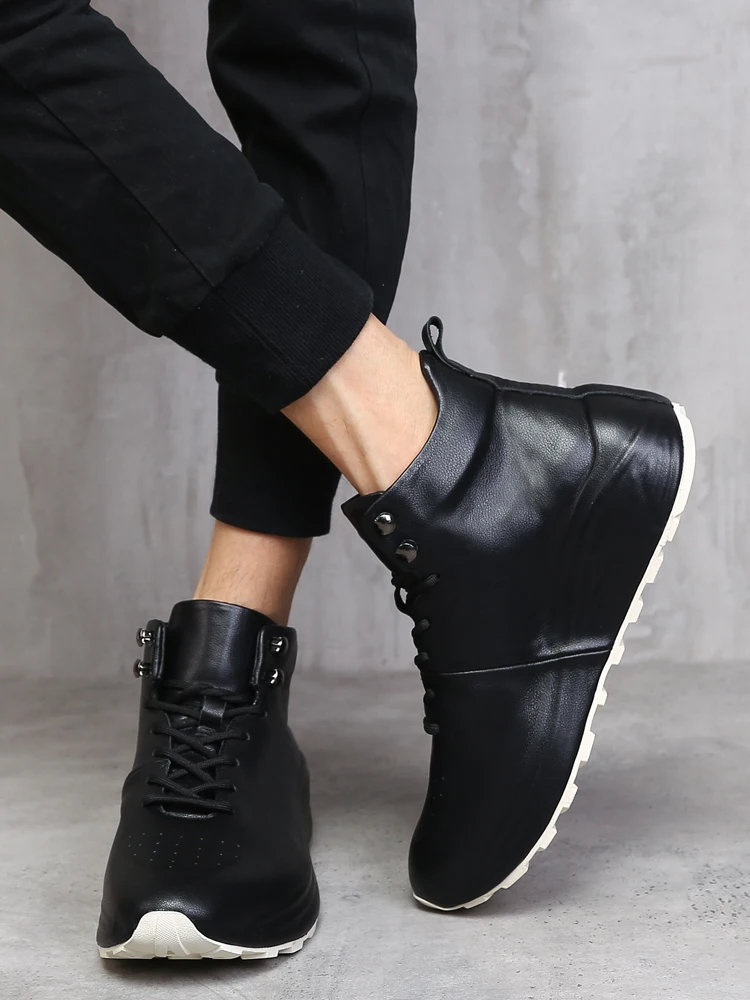 

Кожаные высокие мужские весенние дышащие универсальные ботинки для папы на подкладке Fce Thi Bot, повышенные спортивные повседневные модные ботинки