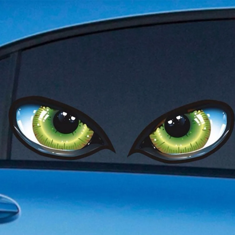 2pcs Durable 3D Stereo Car Stickers Reflective Cat Eyes Window Decals Auto Body Styling Rear Windshield