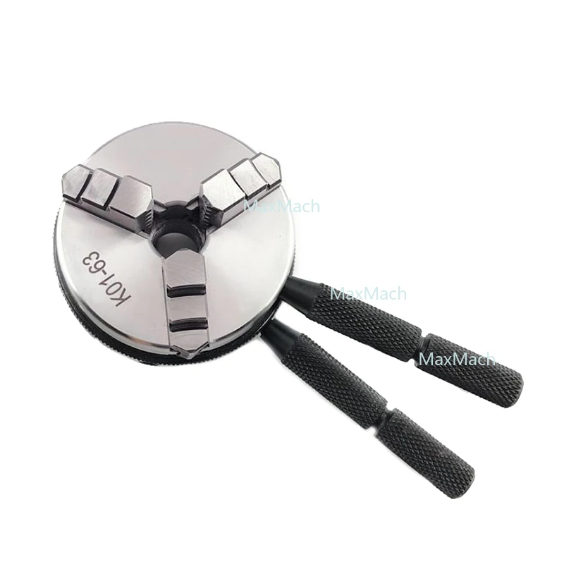 

K01-63 Мини-токарный патрон, трехкулачковый ручной самоцентрирующийся патрон с резьбой для прецизионных инструментов с ЧПУ