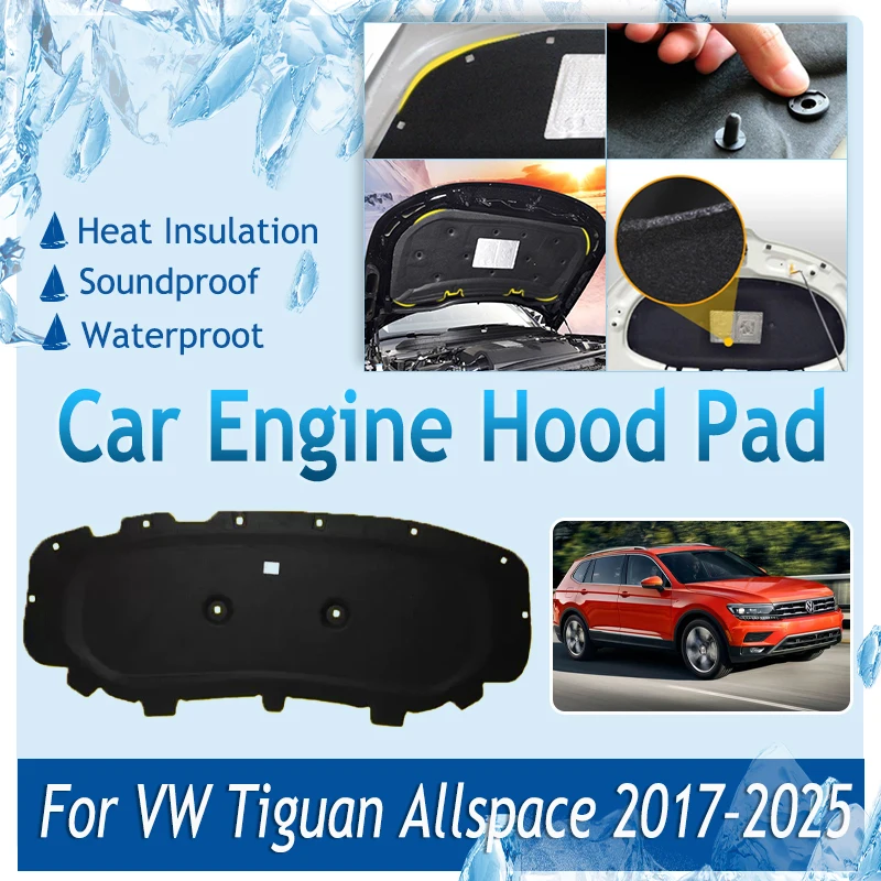 For Volkswagen VW Tiguan L Allspace BW2 BJ2 2017~2025 LWB Car Engine Hood Pads Front Engine Sound Insulation Carpets Accessories