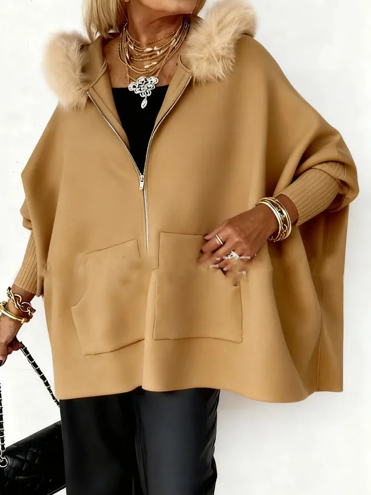 موضة رقيق الربط البريدي سترة سترة الخريف المرأة عادية كم طويل الصلبة متماسكة معطف الشتاء أنيقة فضفاضة مقنعين معطف خارجي #6