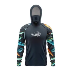 Pelagic Gear Fishing Shirts Upf 50 Long Sleeve Hooded Face Cover Camisa Pesca Quick Dry UV Protection Fishing Face Mask Clothes