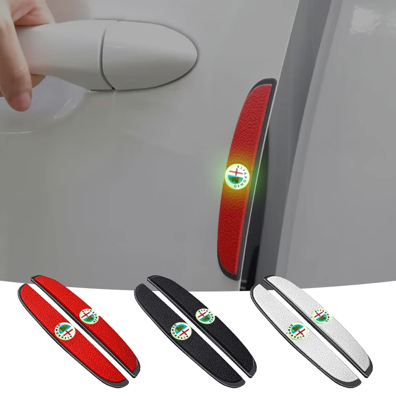 4Pcs Luminous Car Door Protector Guard Strip For Alfa Romeo Mito Brera 147 Giulietta 159 156 Stelvio Sportiva Giulia Accessories