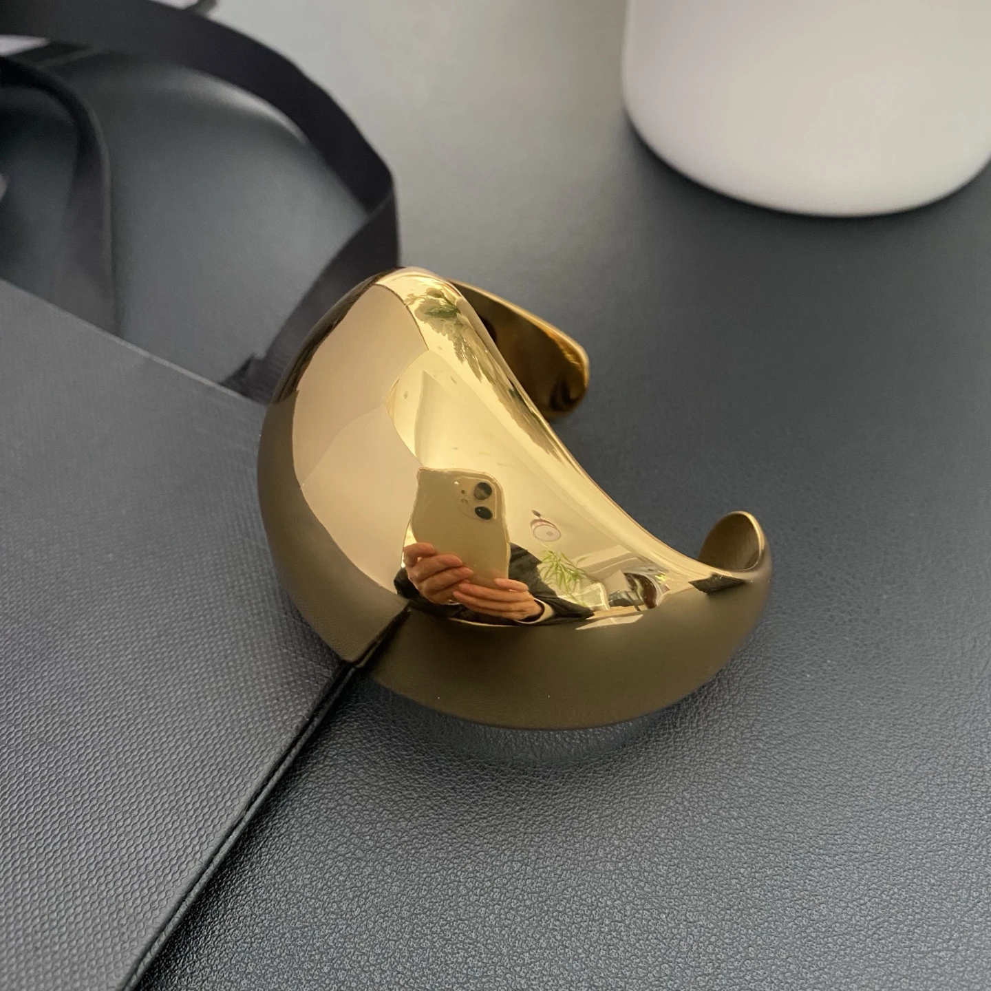 

New Fashion Famous Designer Brass Gold Plated Wide Smooth Bracelet Woman Top Quality Luxury Jewelry Trend