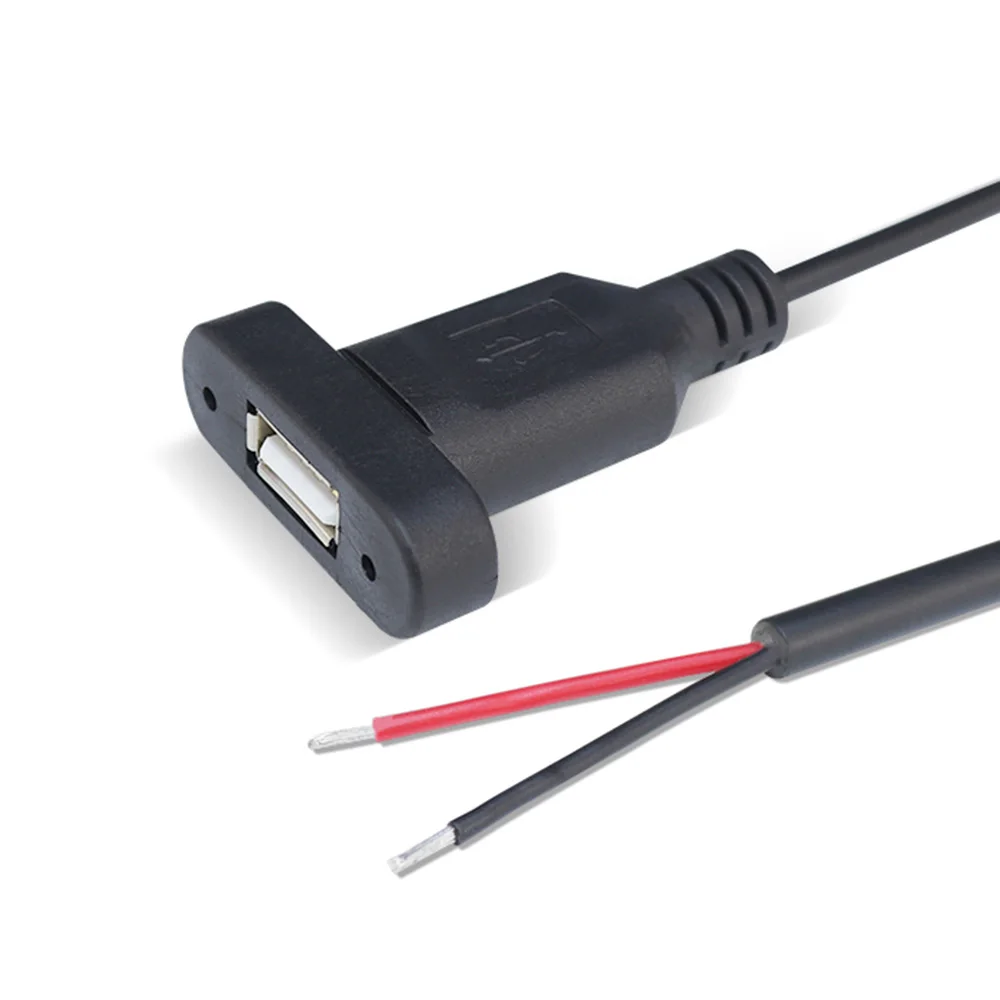 1PC Hot Sale USB Type A Power Port Female Jacks Connector DIY Charging Socket USB-A type with Screw Fixing Hole and Cable