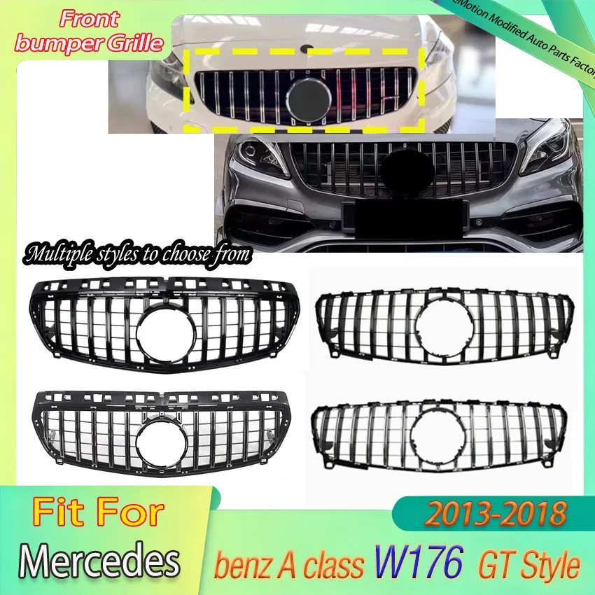 

Front Bumper Grille for Mercedes Benz A Class W176 2013-2015 2016-2018 A180 A200 A260 A45 GT Style Mesh Grills Body Kit Tuning