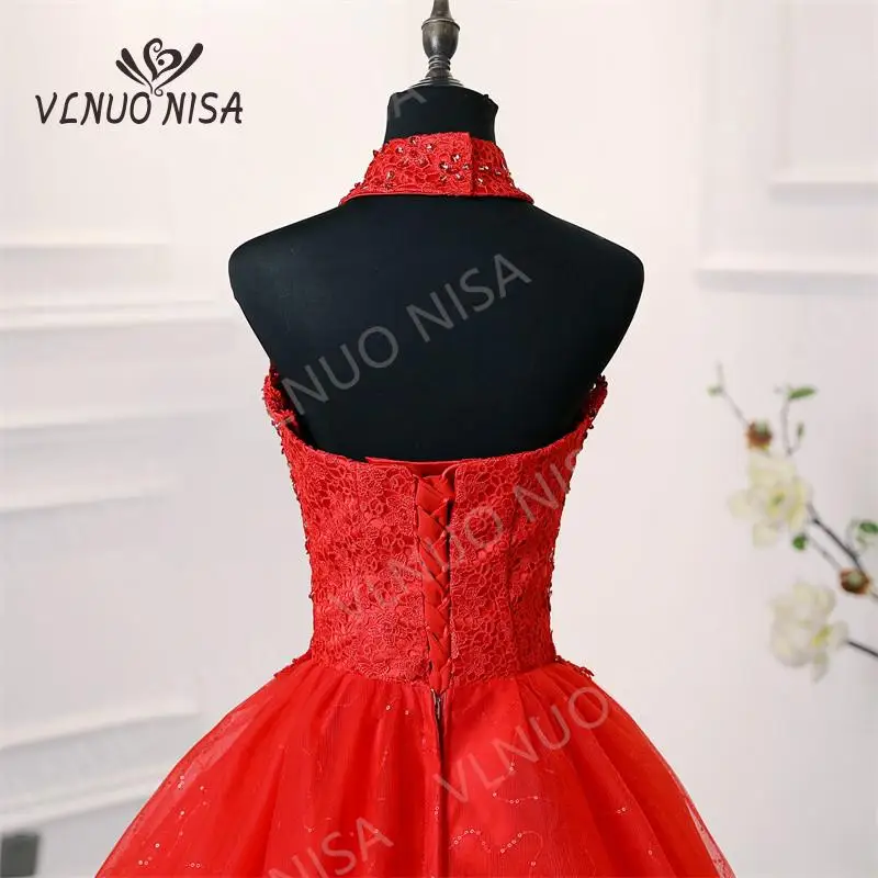 Velnuo Nisa Elegante Zwart Rood Romantische Hater Trouwjurk Vestido De Noiva Kant Applicaties Bow Plus Szie Bruid Zoete Mouwloze