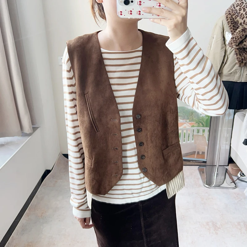 

Retro mat Women's Long Sve Loose Coat Faionable Suede Velvet Autumn Winter Outerwear Comfortable Loose Feeling