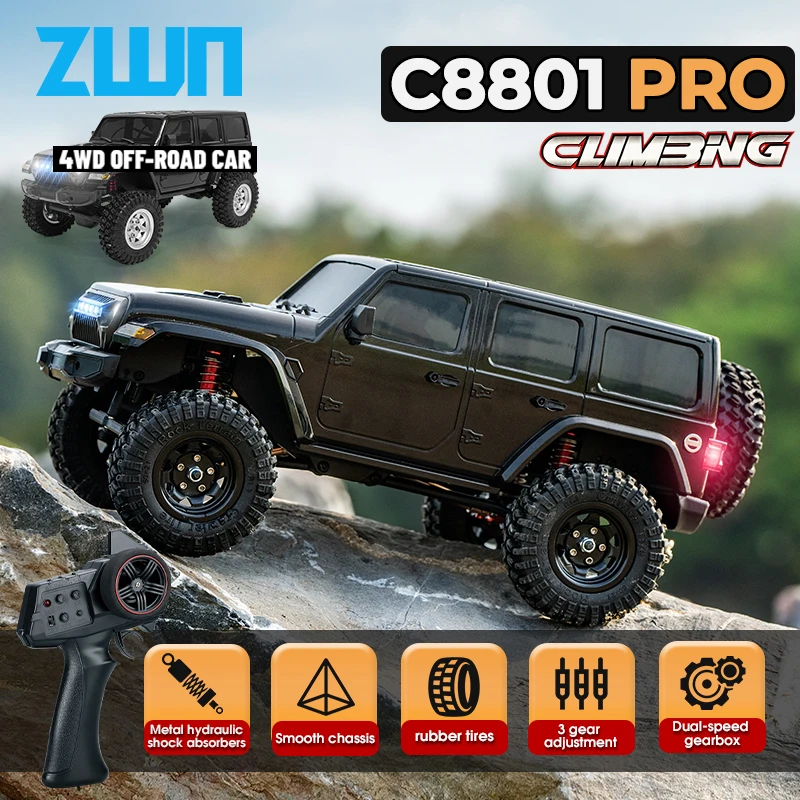 C8801 PRO & C8801 1/18 RC Car With Light 2.4G 4WD Electric Climbing High-Speed Off-Road Vehicle Remote Control Toy For Kid Adult