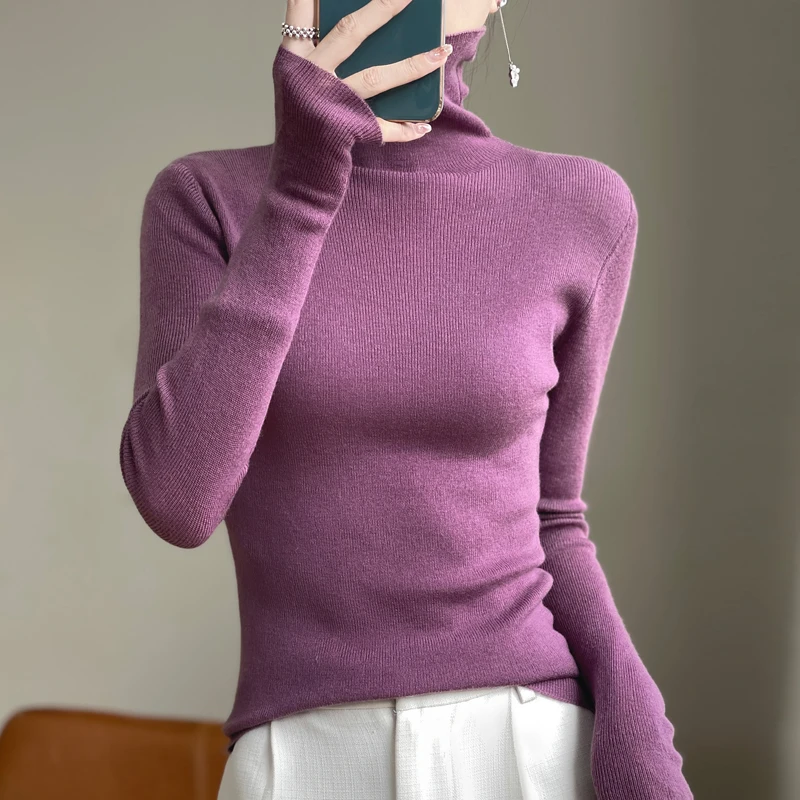 2023 New Cashmere Sweater Women turtleneck  Pullover Long Sleeve Winter Knitted Sweater Warm High Quality Jumper