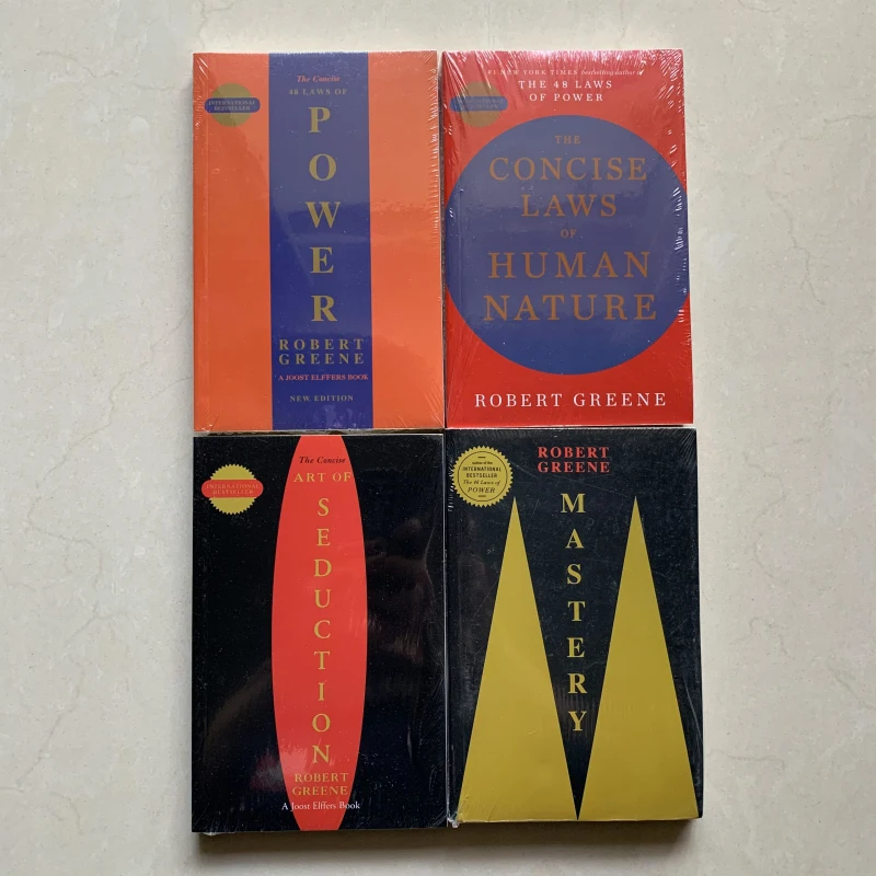 4 Books Set By Robert Greene The Concise 48 Laws Of Power; The Concise Laws of Human Nature; The Art of Seduction & Mastery: War