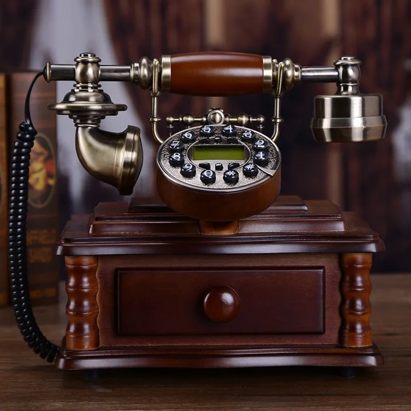 Chinese Style Solid Wood Retro Telephone European Style Home Landline Fashionable and Creative Old-fashioned Retro Telephone