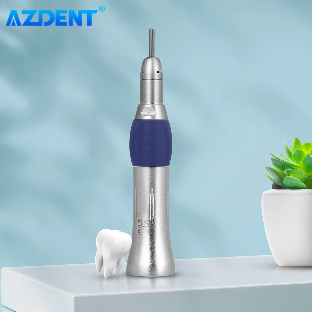 1PC Dental Low Speed Handpiece AZDENT E-type Push Button Contra Angle Straight Nose Cone Latch Contra Angle Air Motor 2/4 Holes