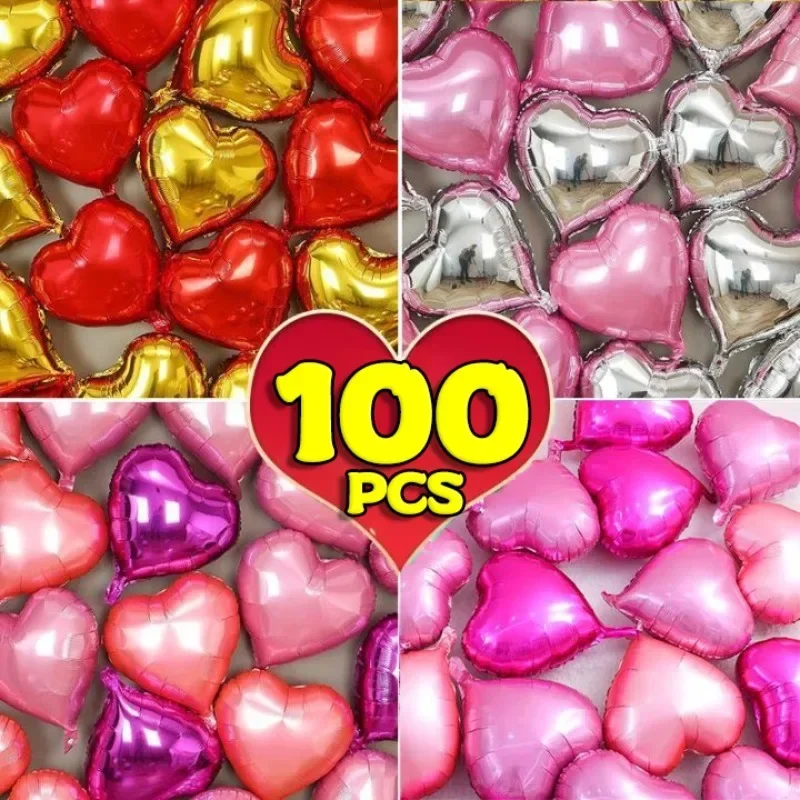 100/5PCS Heart-shaped Foil Balloons Five Pointed Star Heart Balloon Love Helium Globo Birthday Wedding Party Air Balls Wholesale