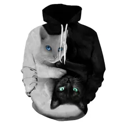 Sudadera con capucha con estampado de gato 3d para hombres y mujeres, sudadera para niños, suéter Harajuku odiado, vestido de calle blanco Animal lindo, otoño