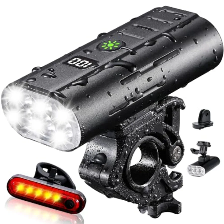 

True 2000 Lumen Bike Lights for Night Riding EVO 6800mAh 6 LED Bike Headlight and Tail Light Set Rechargeable Bike Light Front