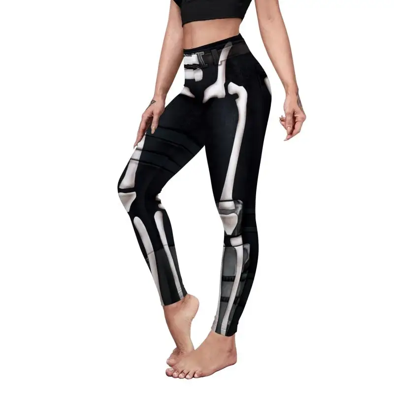 Nadanbao Leggings mit Spinnennetz-Skelett-Print, Halloween-Party, Damenhose, Sommerhose mit mittlerer Taille, weibliche Fitness-Sportstrumpfhose – Detail 28