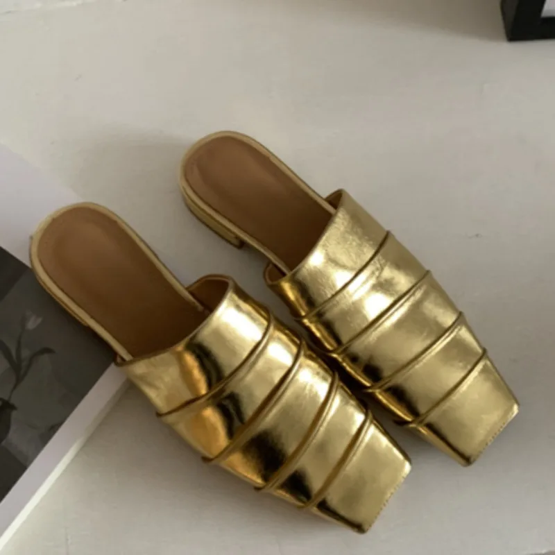 

Женские тапочки на низком каблуке, летние новые стильные туфли с квадратной головкой и глубоким вырезом, мягкая подошва, противоскользящие, износостойкие туфли на толстом каблуке